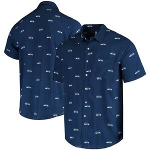 Classic Navy Blue Button-Down Lightweight Shirt with Seahawk's New Large